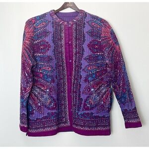 Vintage Phool Reversible Jacket Women's Large Patchwork Quilted Grandmacore